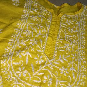 Yellow Chikankari Kurti