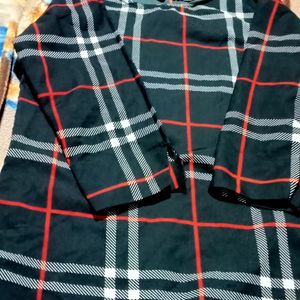 Black Colour Check Lined Top