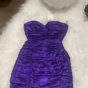 Zara Lilac Strapless Draped Mini Dress