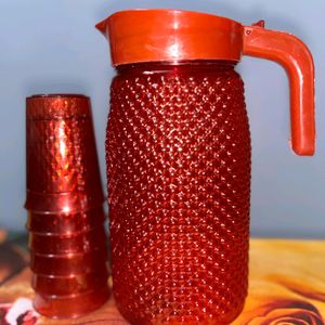 Unbreakable Plastic Water Jug With 6 Glasses