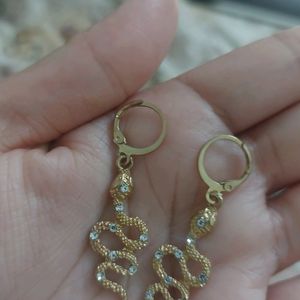 Snazzy Embellished Gold Snake Earrings