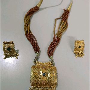 Golden Jewellery With Earrings