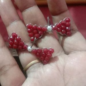 Bow Style Ruby Earing