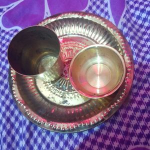 Combo Of Brass Plate ,Glass And Bowl