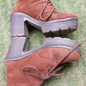 Brown Winter Heel Boots For Women