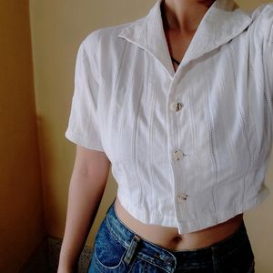 White Crop Shirt