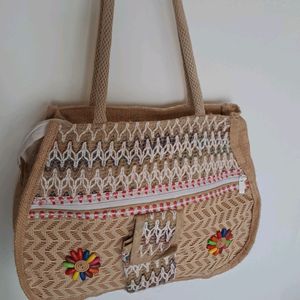 y2k Boho Jute Beach Handbag with beads