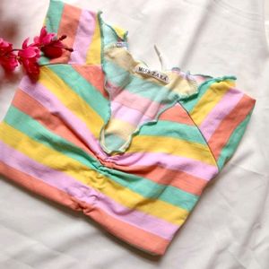 Multicolour Crop Top With Adjustable Strings