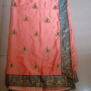 Peach Color Fancy Saree