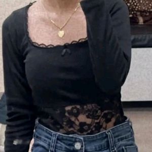 Black Lace Crop Top