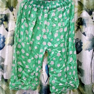 Green Polka Dot Three Fourth Palazzo