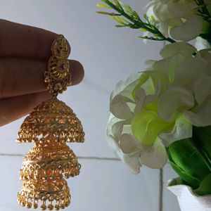 Triple Layered Golden Jhumkas