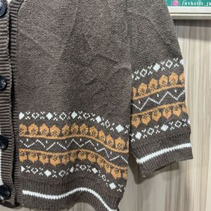 Seoul Mate Geo Pattern Drop Down Cardigan