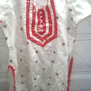 Salwar Kameez 3xl (White Red)