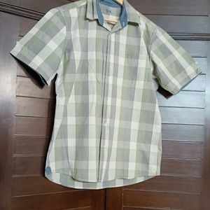 Tex Men Khaki Checks Cotton Regular Fit Shirt