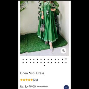 Paroot Green Ethnic Vibes Festive Midi Dress