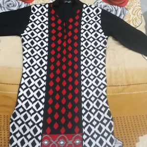 New Black White And Red Colour Ki Kurti