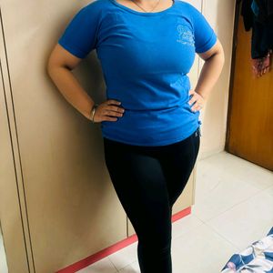 Blue Fitted T-shirt Top