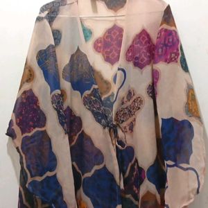 Multicolored Chiffon Printed A -line Women Shrug