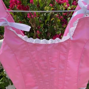 Aesthetic Dreamy Corset Top Pink Crop