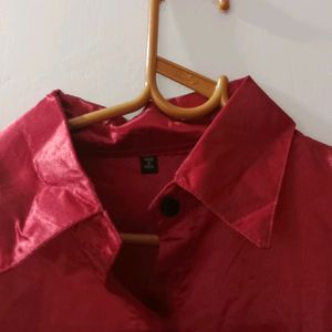 DARK RED WOMENS FORMAL CAUSAL SHIRT