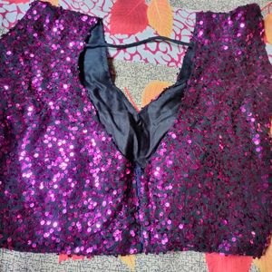 Purple Padded Party Wear Blouse