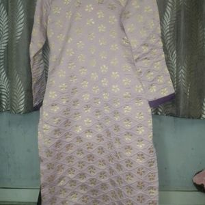 Pink Purple Banarasi Kurta Pant & Dupatta