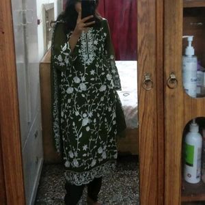 Bottel Green Pakistani Stiched Suits