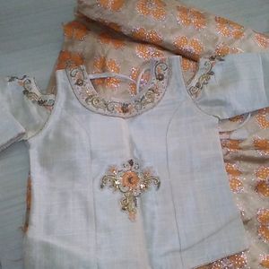 A pretty sharara dress  with delicate hand embroid