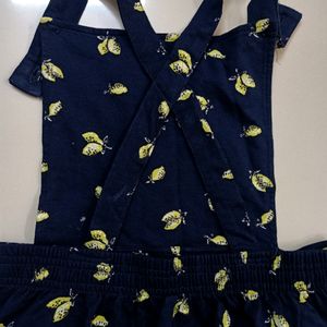 Printed Dungaree With Slip Pockets