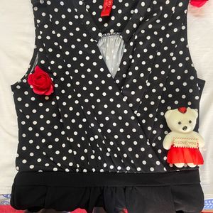 Polka Dot  Black Dress