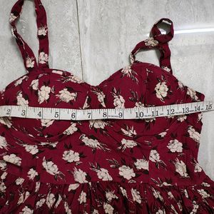 Red Floral Midi Dress