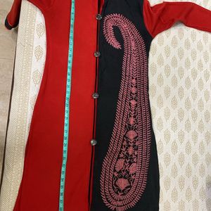 (for winters)Red- Black Embroidered Kurta