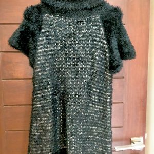 Black Woolen Long Top Cum Dress