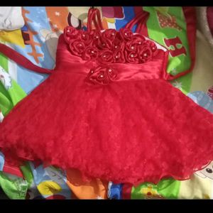 Red Beautiful Frock With Hair Band