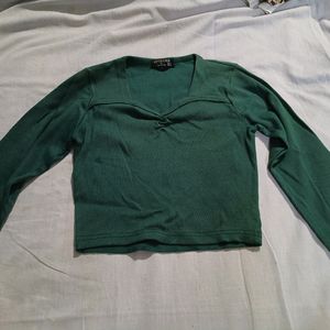 Cute Crop Green Korean Top