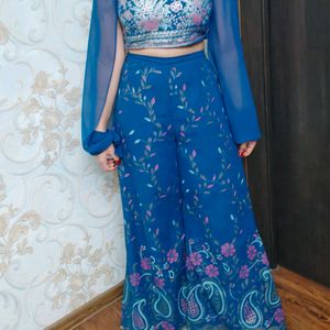 Blue Crop Top And Sharara