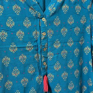 Blue Printed Avaasa Kurtha