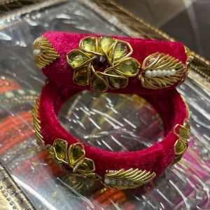 Rani Pink Velvet bangle set