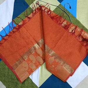 Orange Banarasi Silk Dupatta