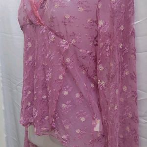 Rose Colour Pink Net Top