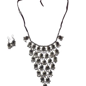 Layered Luxury: Silver Oxidized Coin Neckpiece