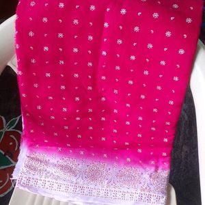 Pink Cotton  Saree