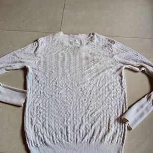 White Ribbed Sweatshirt