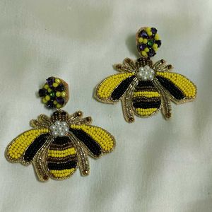 Honey Bee Beaded Earring