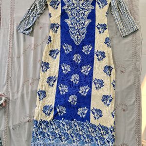 Straight Blue Velvet Kurta