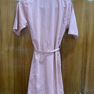 A Subtle Peach Color Collared T Shirt Dress