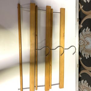 Hanger India's First Unique Design Wooden Hanger with Locking Bar for Clothes - Wardrobe, Coat, Sarees, Pants,Clothes Locking Bar Hanger (Set of 5)