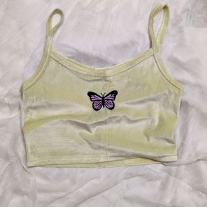 SHEIN Yellow Butterfly Top