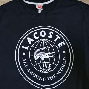 LACOSTE BLACK REGULAR FIT LOGO SWEATSHIRT